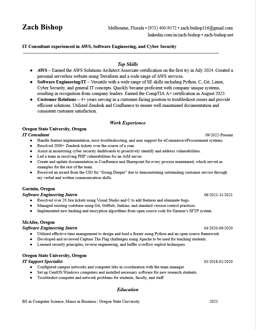 Picture of my resume